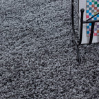 Round High Pile floor rug - Life Grey