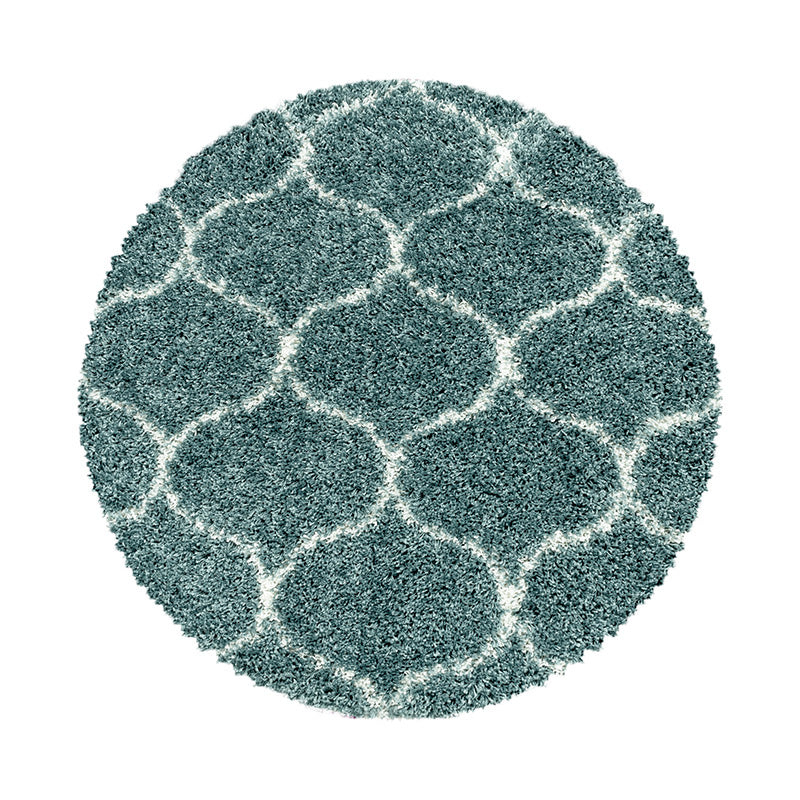 Round Berber Floor Rug - Agadir Circle Blue/Cream