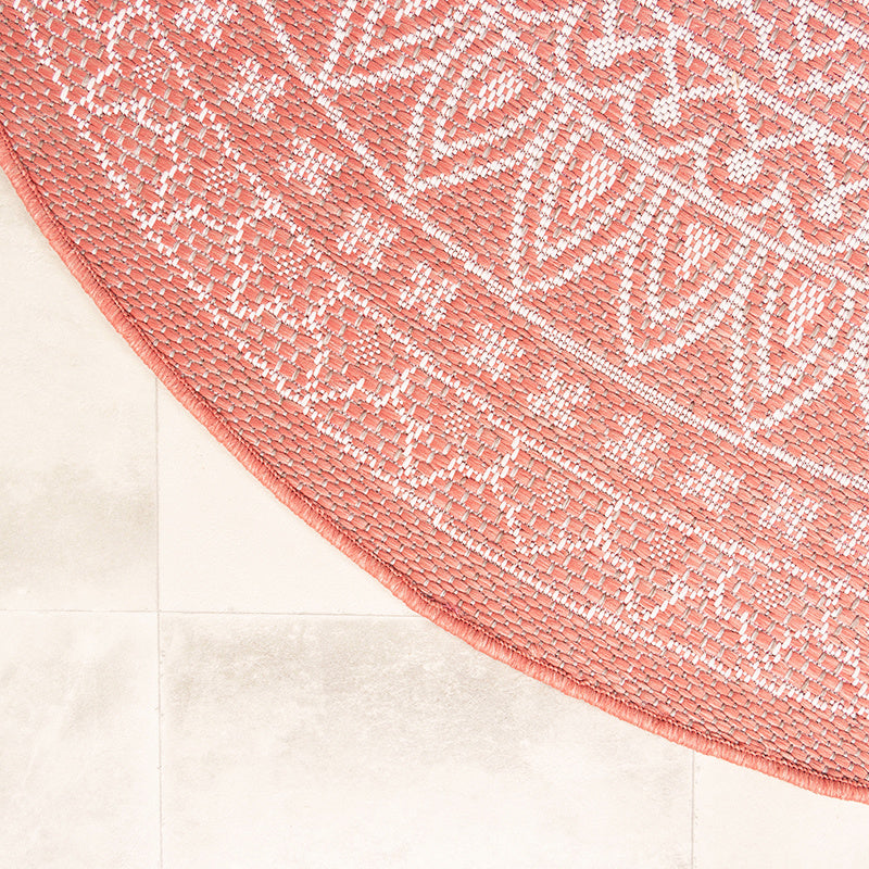 Round Outdoor Rug - Summer Azteca Pink