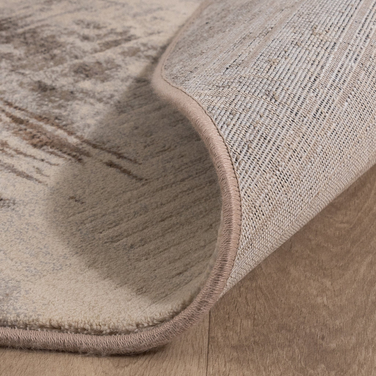 Round Abstract Rug - Xavier Brush Taupe/Grey