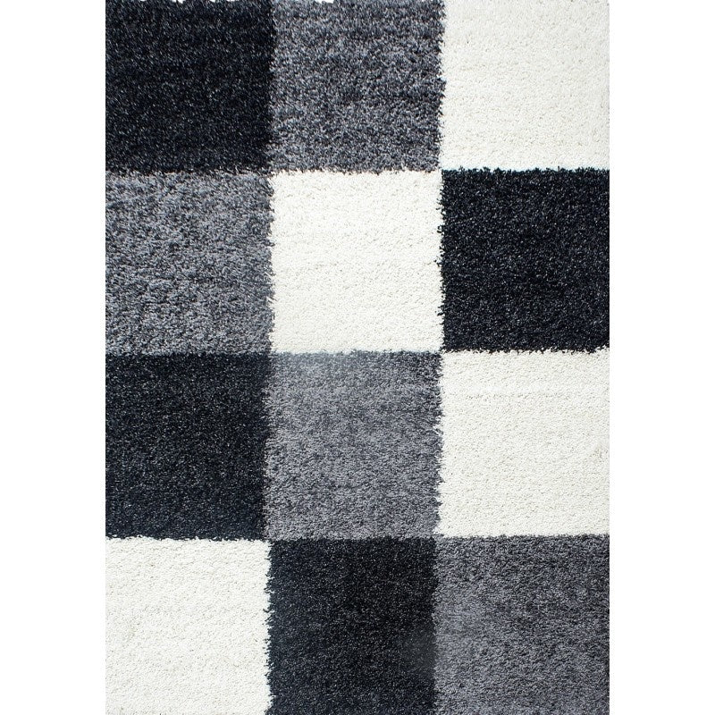 High-Pile Floor Rug - Cube Black