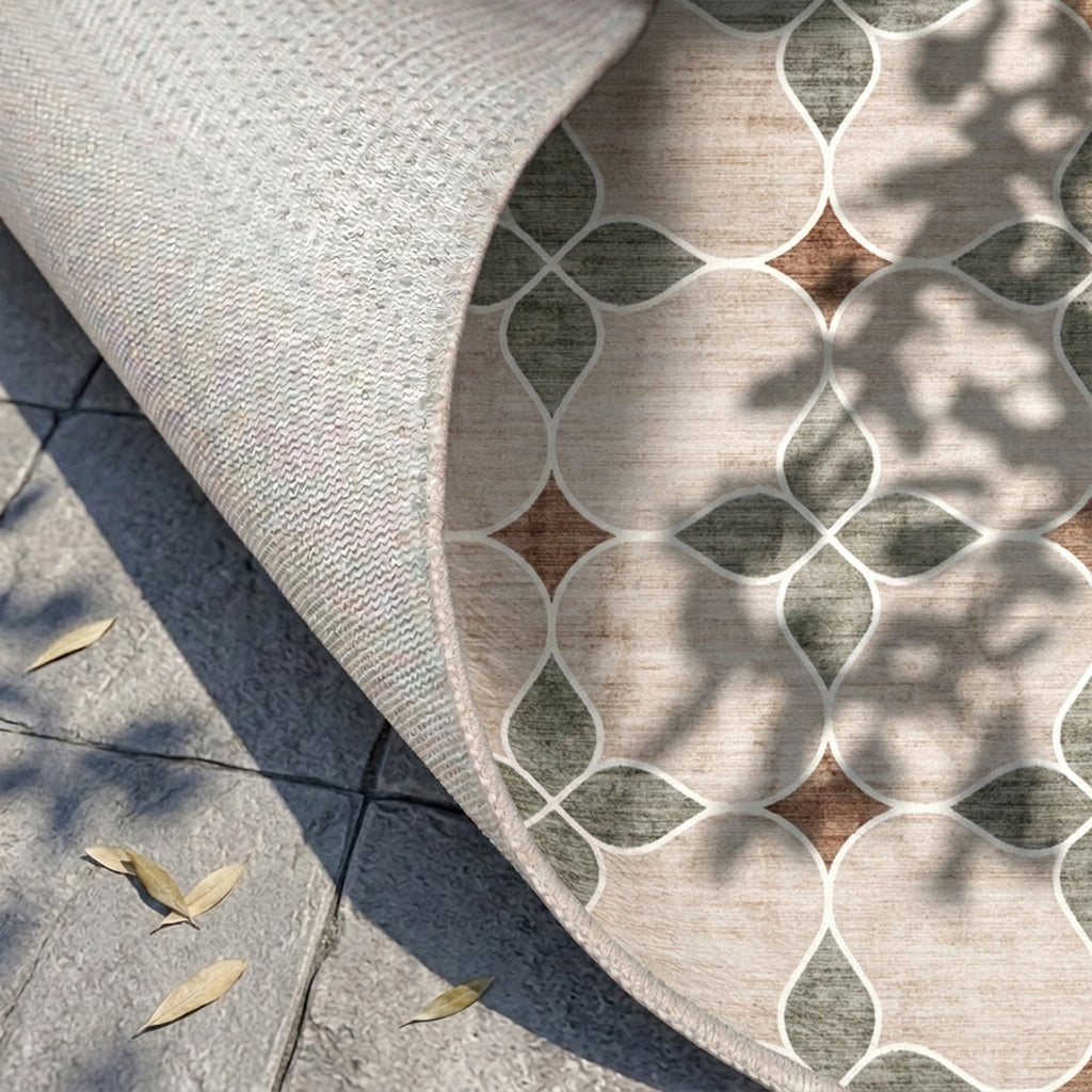 Geometrischer Outdoor Teppich - Mosaic Dot Grün
