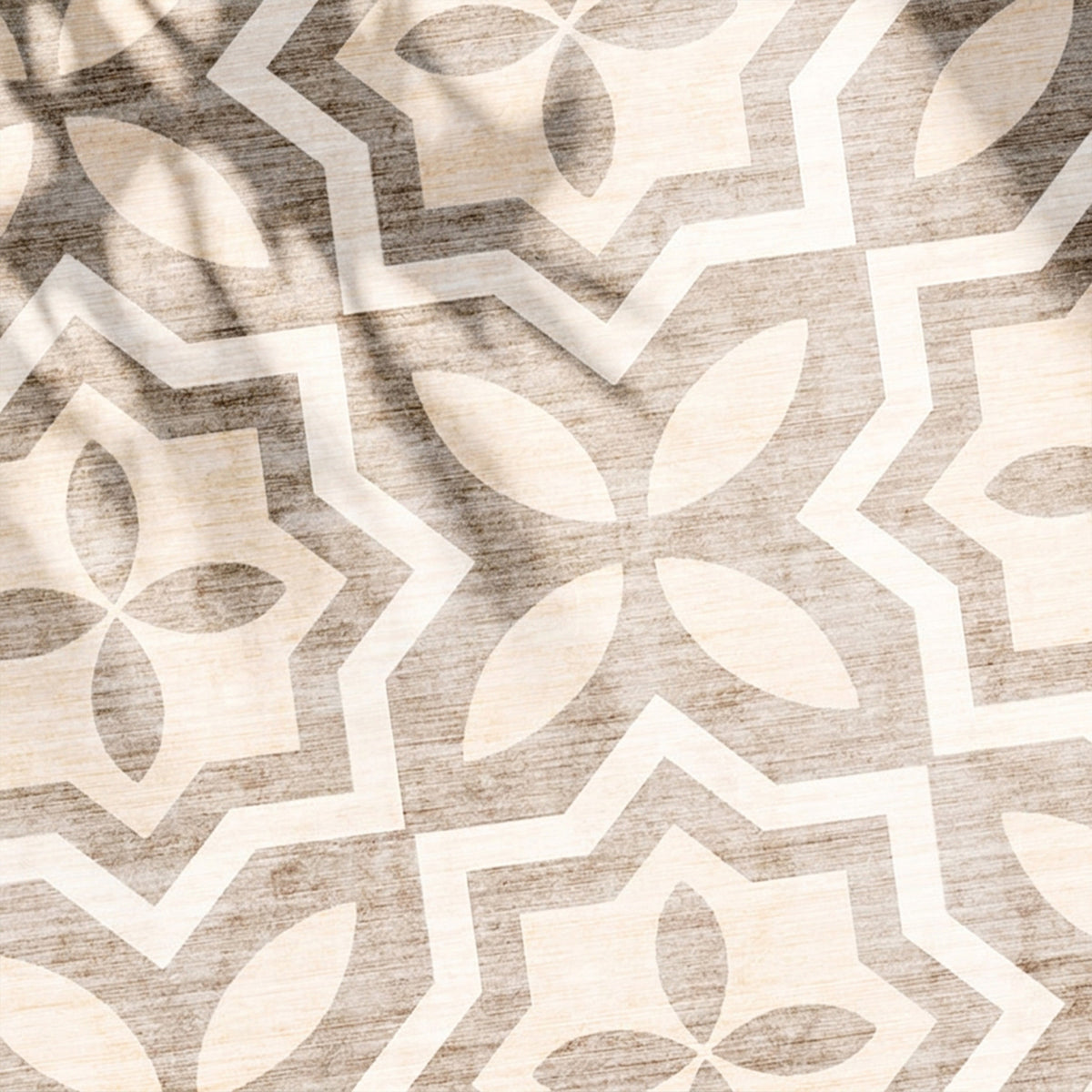 Geometrischer Outdoor Teppich - Mosaic Medina Creme