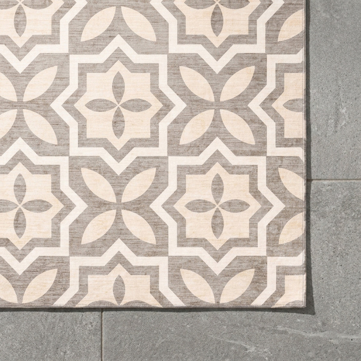 Geometrischer Outdoor Teppich - Mosaic Medina Creme