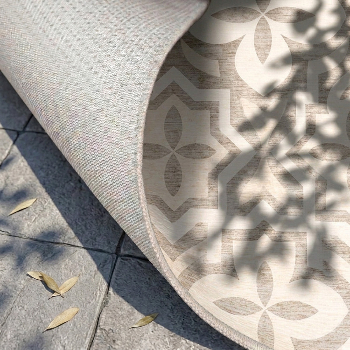 Geometrischer Outdoor Teppich - Mosaic Medina Creme