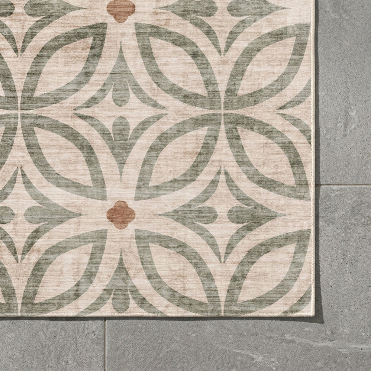 Geometrischer Outdoor Teppich - Mosaic Petal Grün