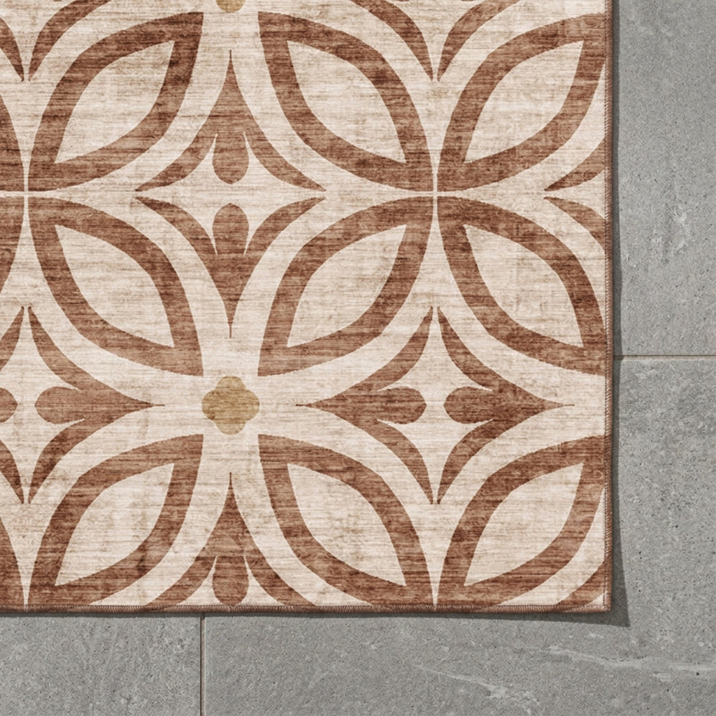 Geometrischer Outdoor Teppich - Mosaic Petal Terrakotta