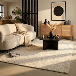 Japandi Teppich - Yori Checkerboard Creme