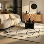 Japandi Teppich - Yori Lines Creme Schwarz