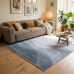 Moderner Teppich - Field Blau Grau