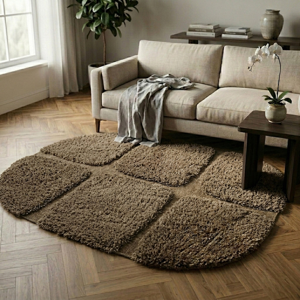 Organischer Teppich - Odette Grid Braun