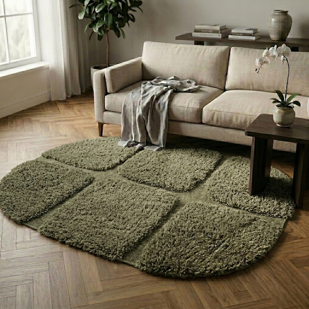 Organischer Teppich - Odette Grid Grün