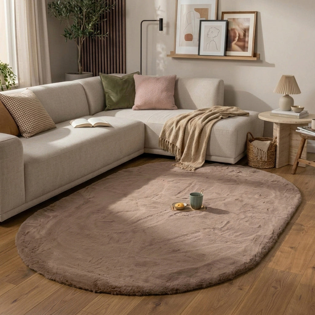 Hochflor Teppich Oval - Comfy Supreme Taupe