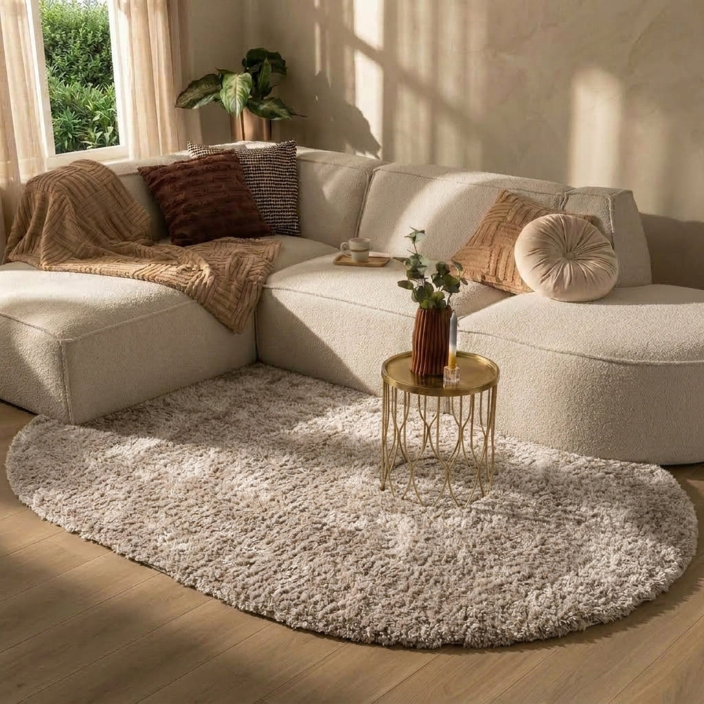 Shaggy Teppich Oval - Blaze Beige Grau