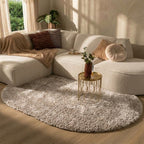 Shaggy Teppich Oval - Blaze Beige Grau