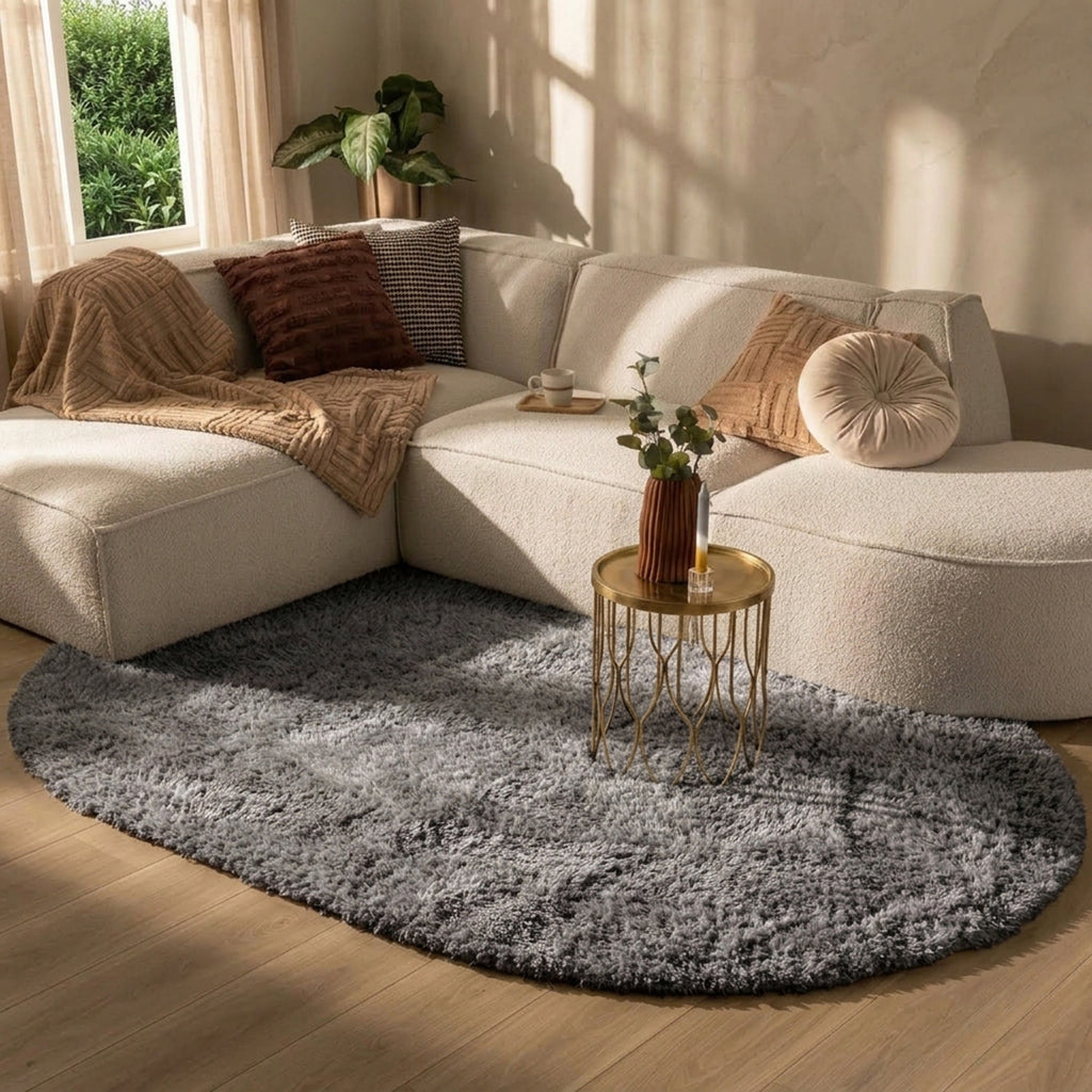 Oval Shaggy Rug - Blaze Grey