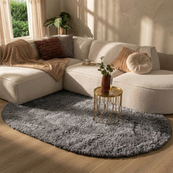 Oval Shaggy Rug - Blaze Grey
