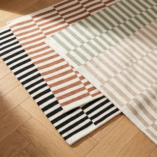 Baumwollteppich - Dazzle Blocks Beige Weiß
