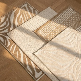 Waschbarer Teppich - Dunya Geo Beige Weiß