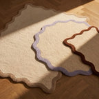 Waschbarer Teppich Rund - Hazy Braun Creme