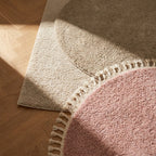 Teppich Hochflor Rund - Lofty Fringe Creme Weiß