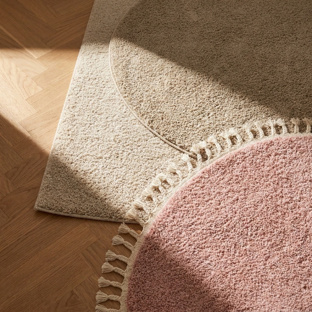 Teppich Hochflor Rund - Lofty Fringe Creme Weiß