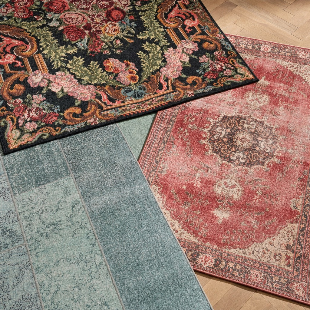 Teppich Patchwork - Estate Blau Grün
