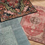 Teppich Patchwork - Estate Blau Grün