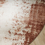 Runder abstrakter Teppich - Rusty Brown
