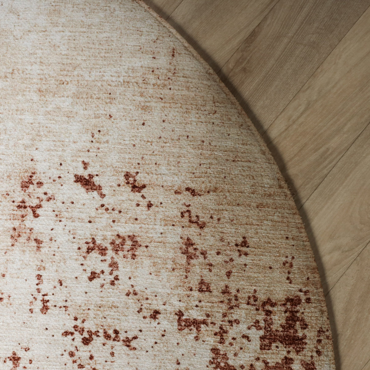 Runder abstrakter Teppich - Rusty Brown