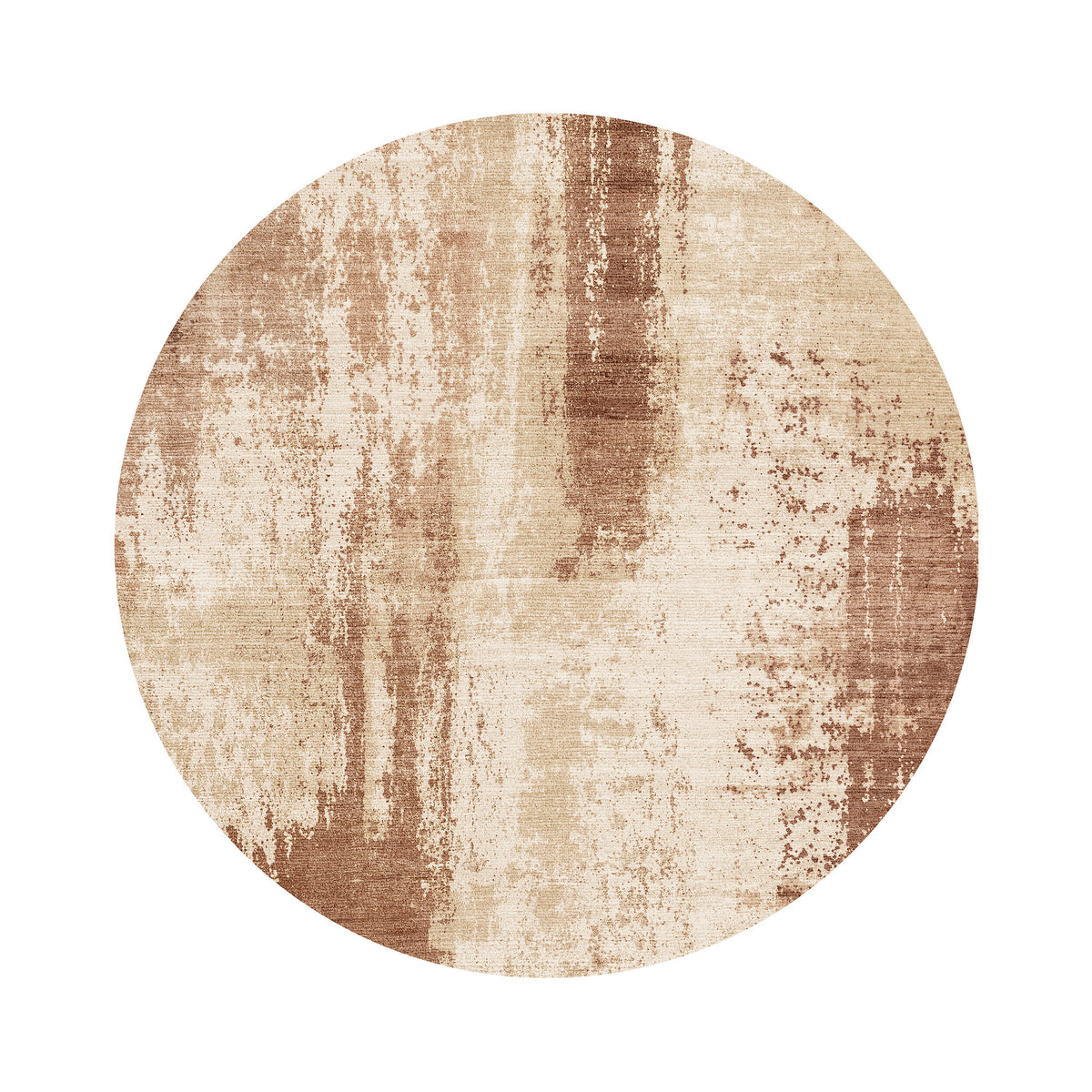 Runder abstrakter Teppich - Rusty Brown