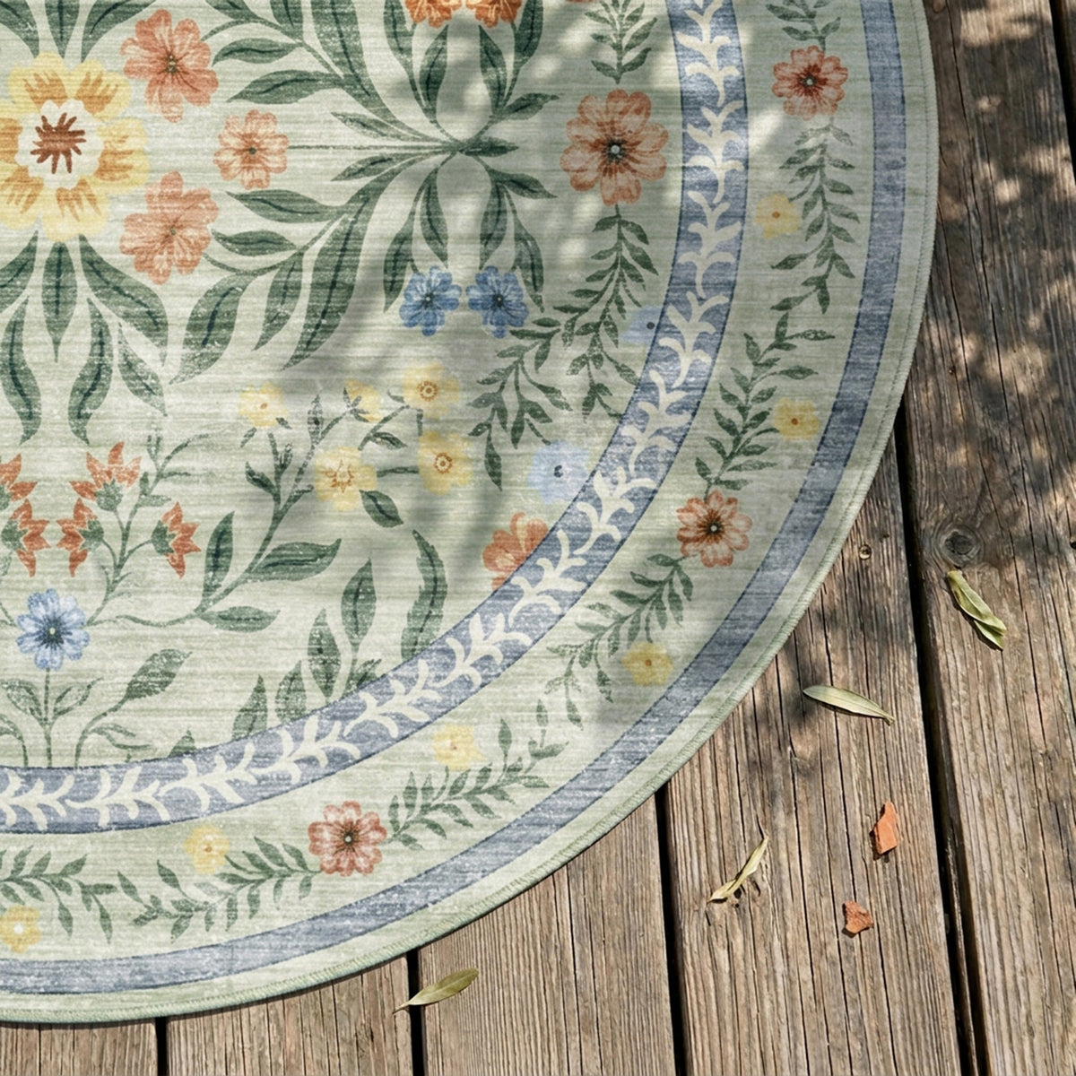 Vintage Gartenteppich Rund - Luana Dunkelgrün