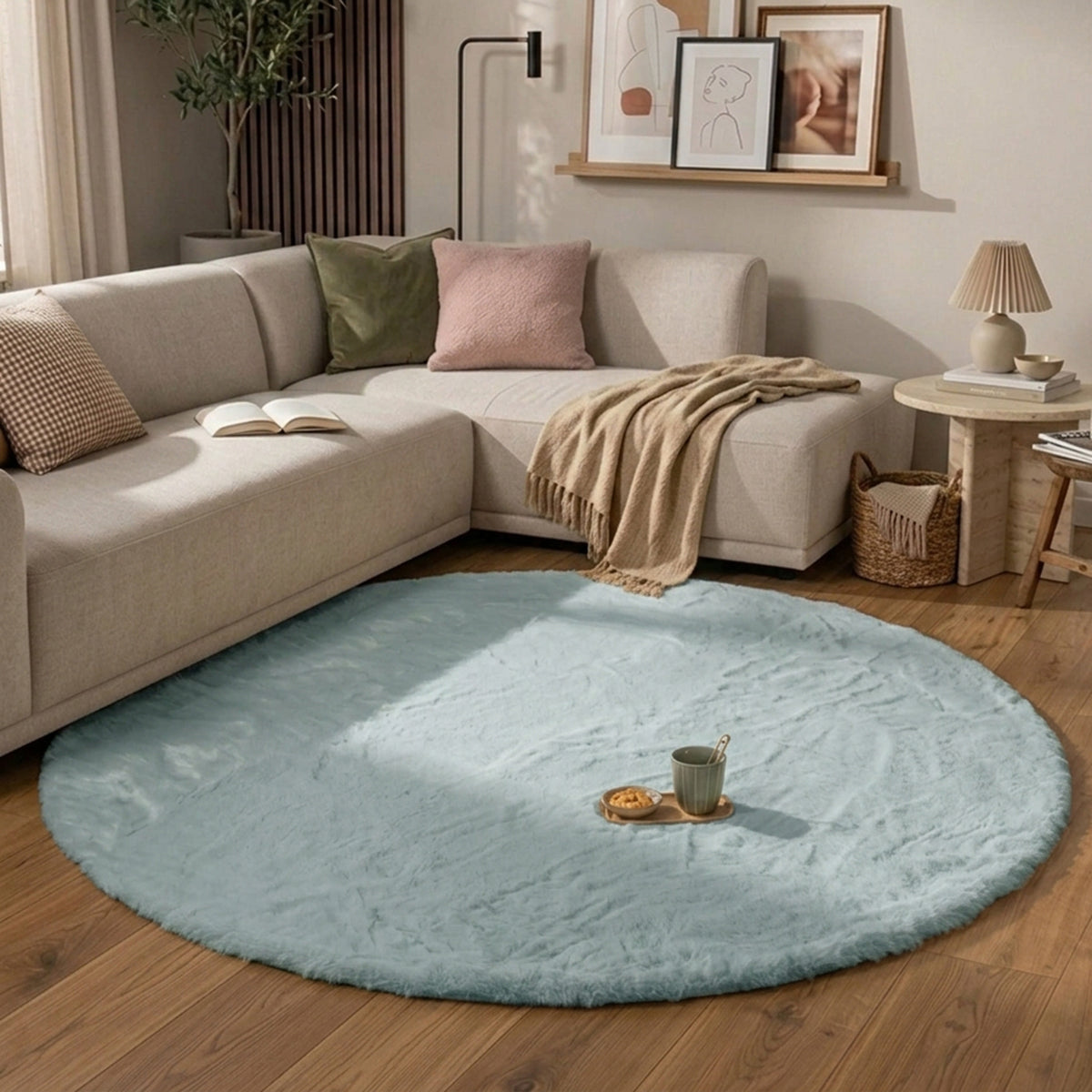 Hochflor Teppich Rund - Comfy Supreme Türkis