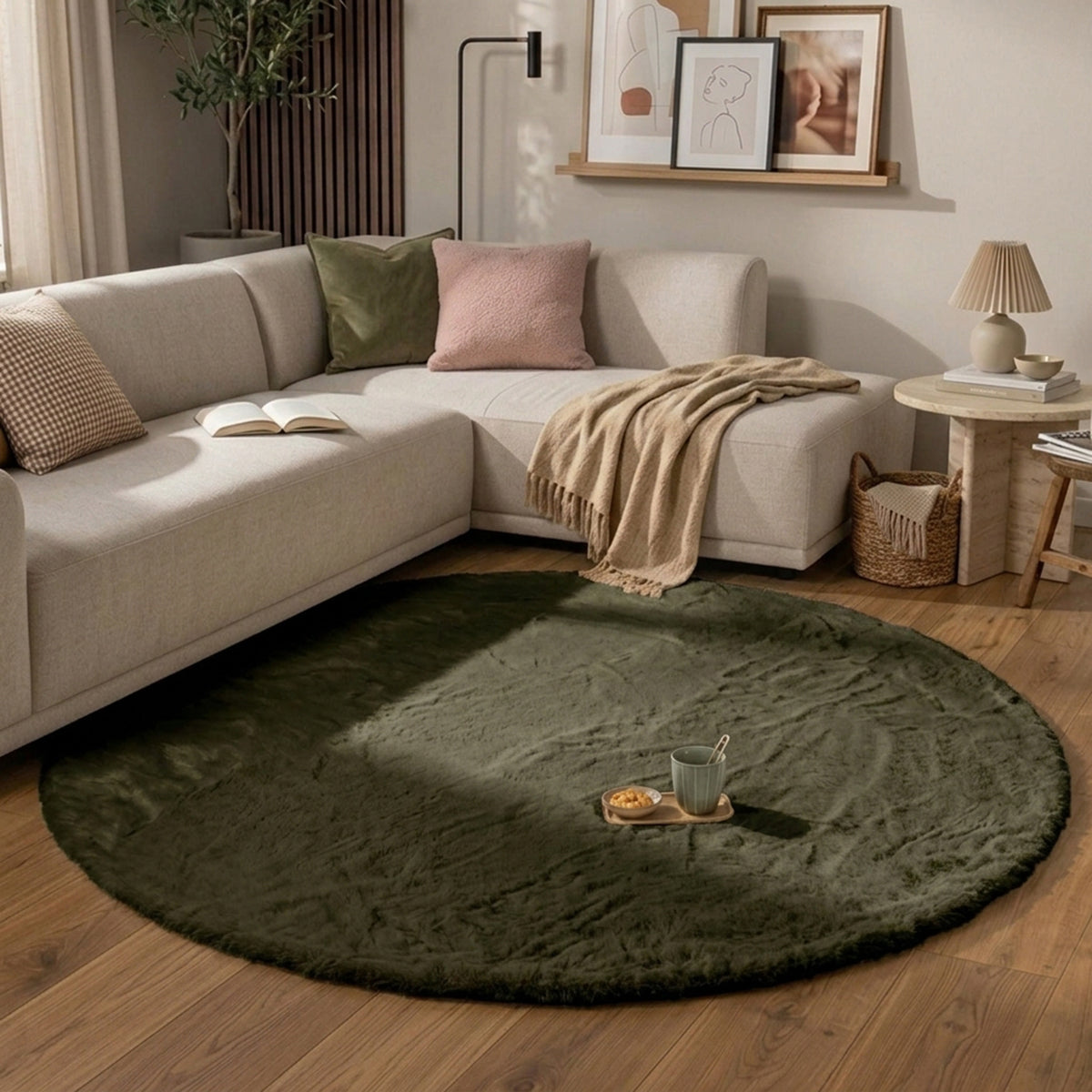 Hochflor Teppich Rund - Comfy Supreme Grün