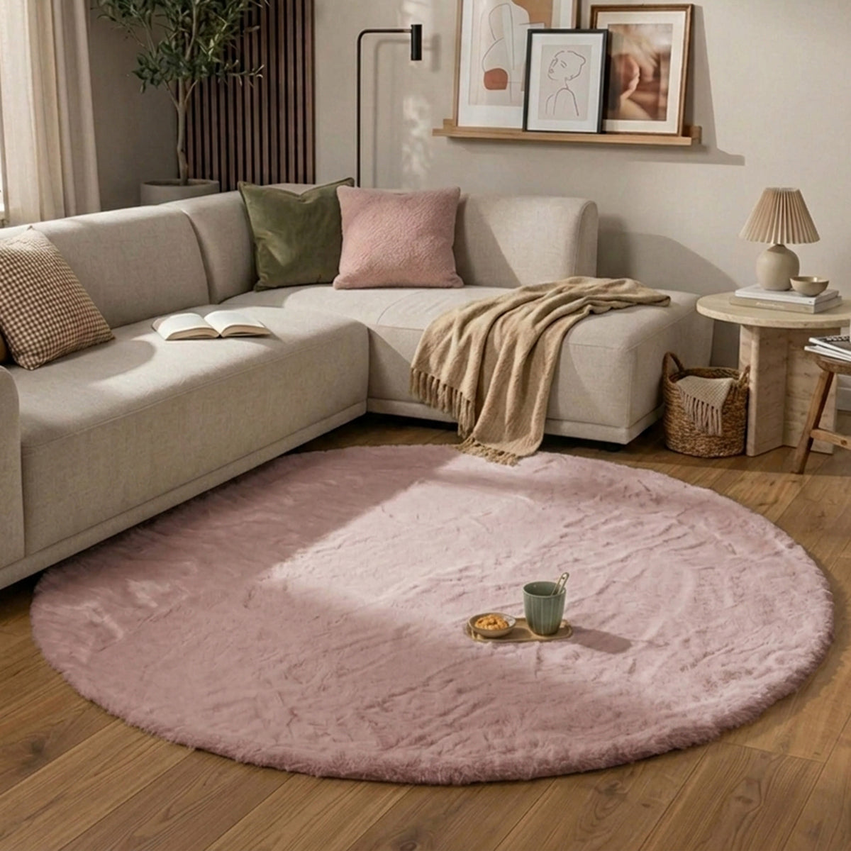 Hochflor Teppich Rund - Comfy Supreme Rosa