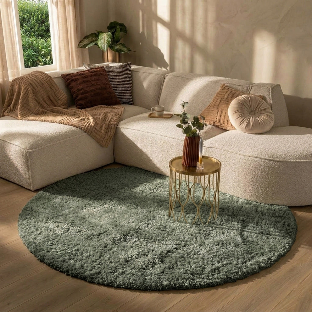 Shaggy Teppich Rund - Blaze Grün