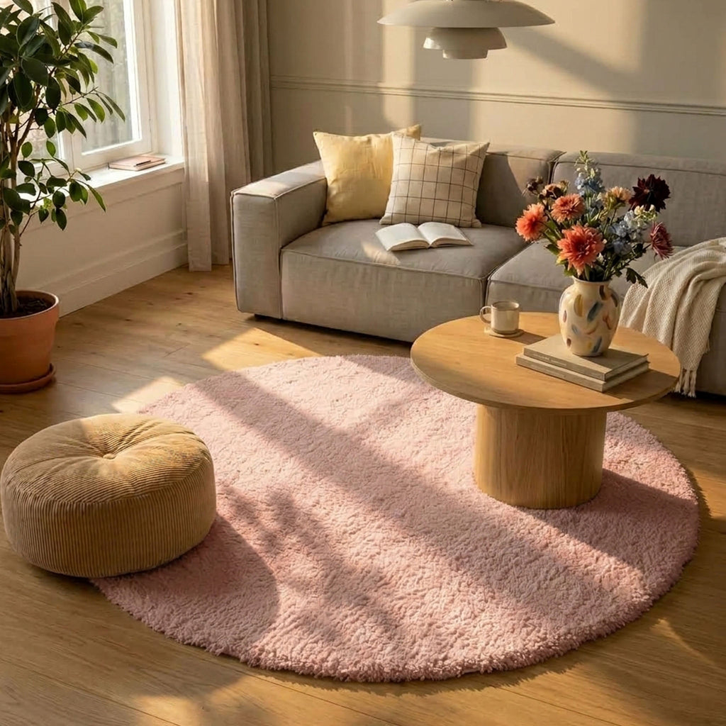 Weicher runder Teppich – Teddy Rosa