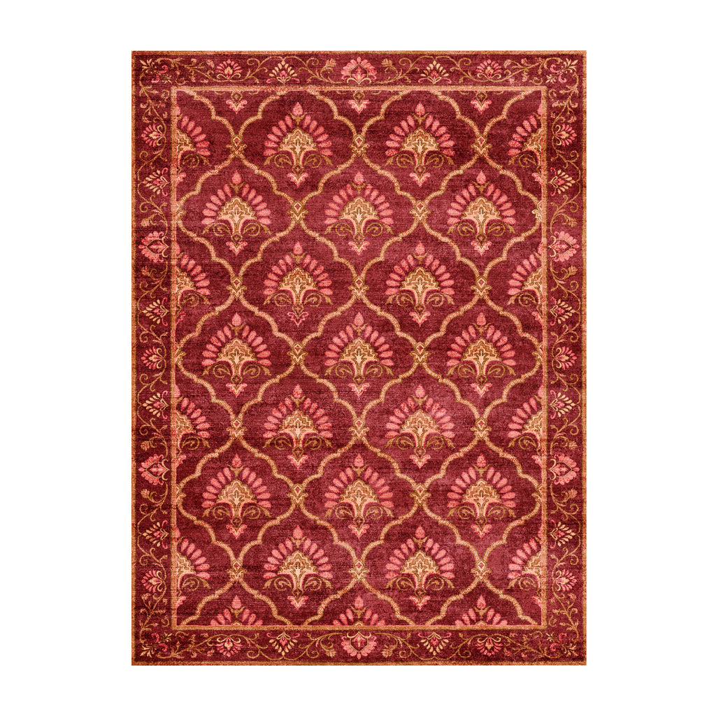 Vintage rug - Sage Grid Red