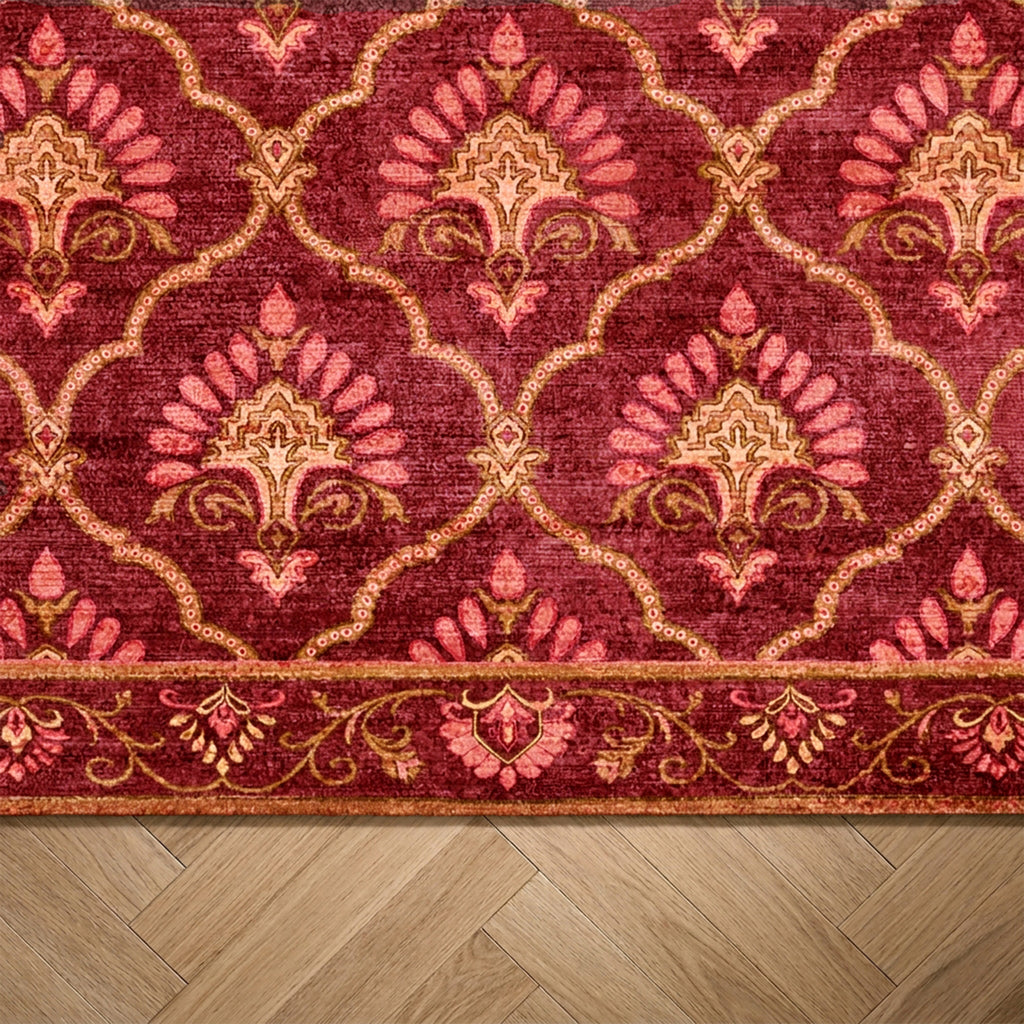 Vintage rug - Sage Grid Red