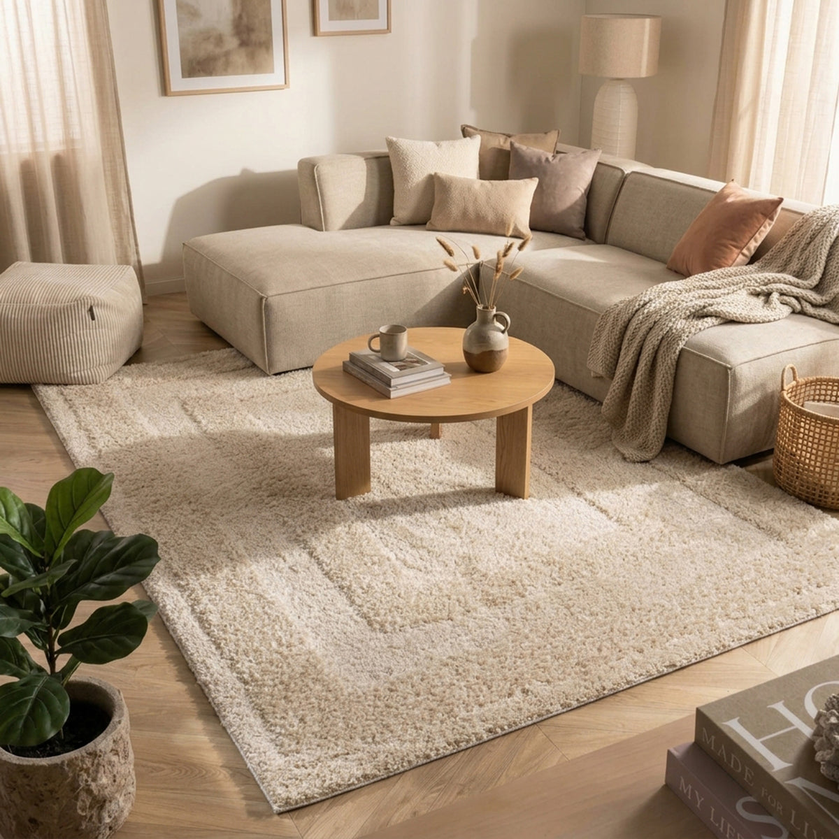 Teppich Skandinavisch - Lova Border Beige