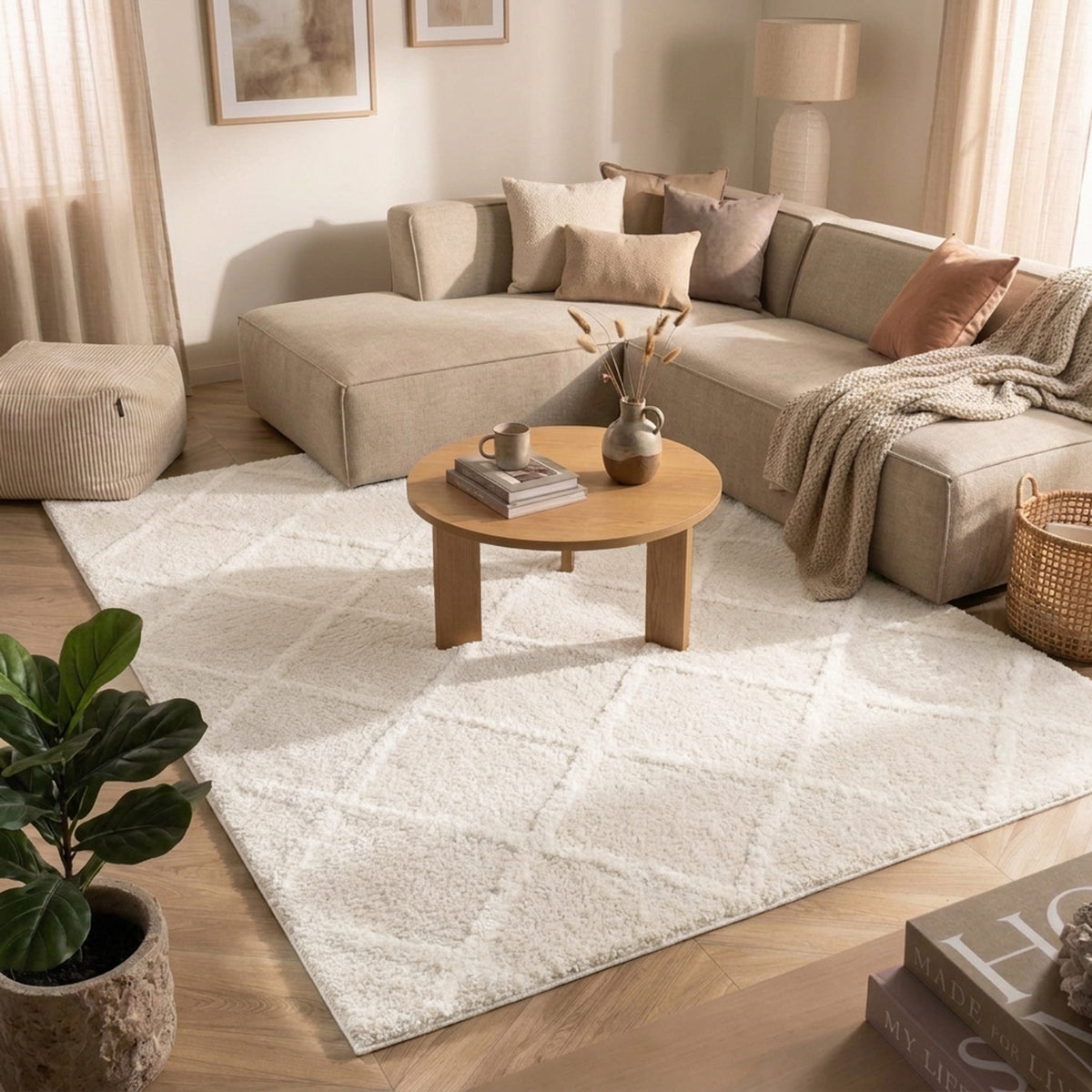Teppich Skandinavisch - Lova Lines Creme