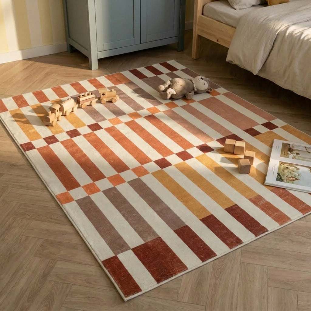 Waschbarer Kinderteppich - Billy Blocks Terrakotta