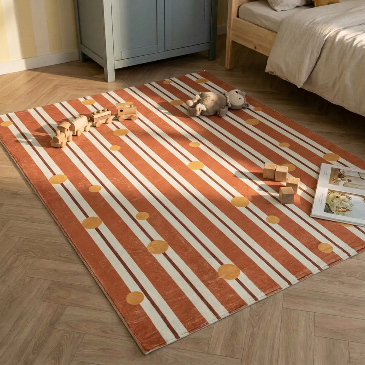 Waschbarer Kinderteppich - Billy Dots Terrakotta