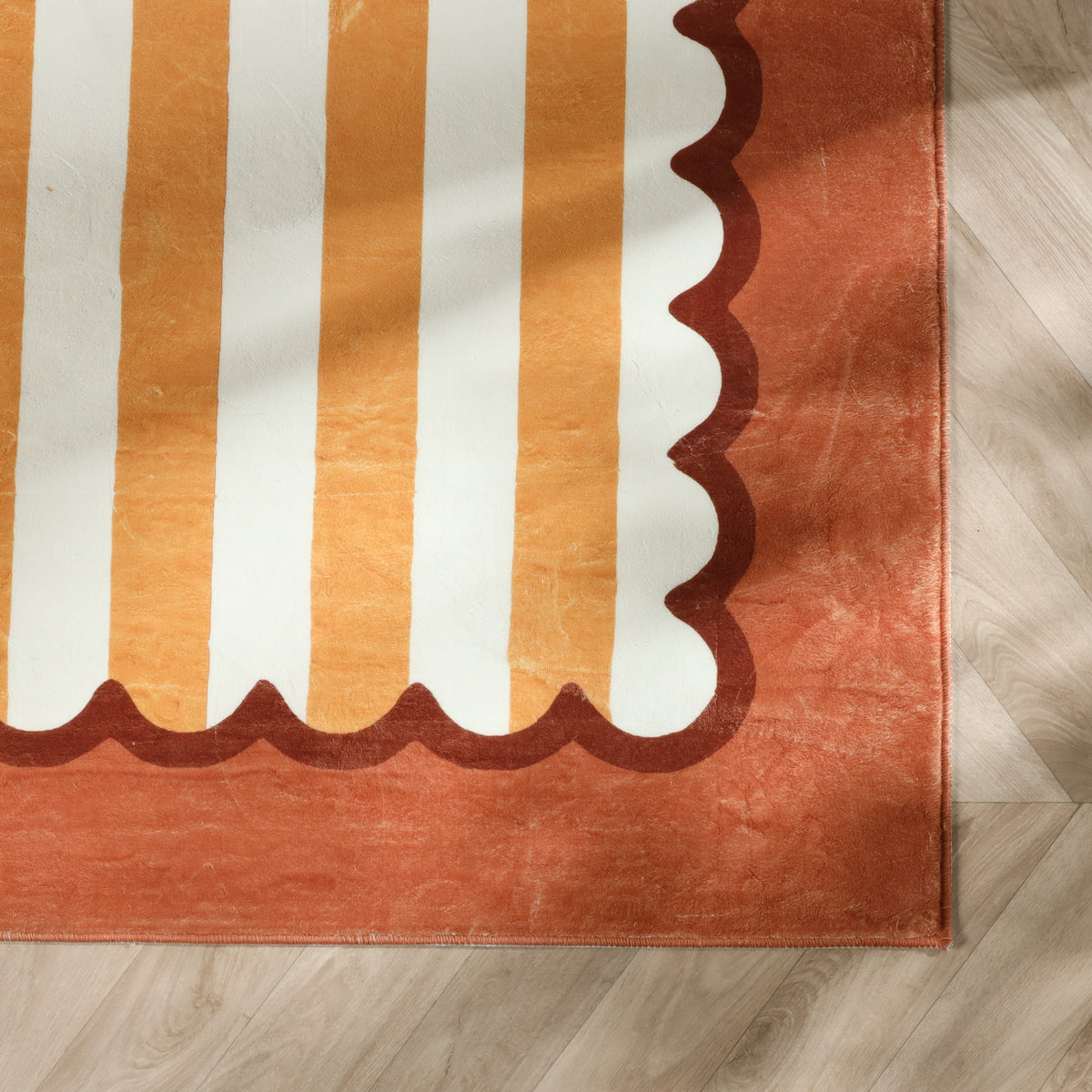 Waschbarer Kinderteppich - Billy Stripes Terrakotta