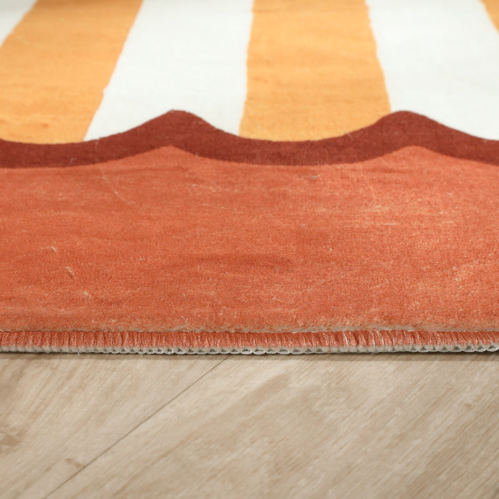 Waschbarer Kinderteppich - Billy Stripes Terrakotta