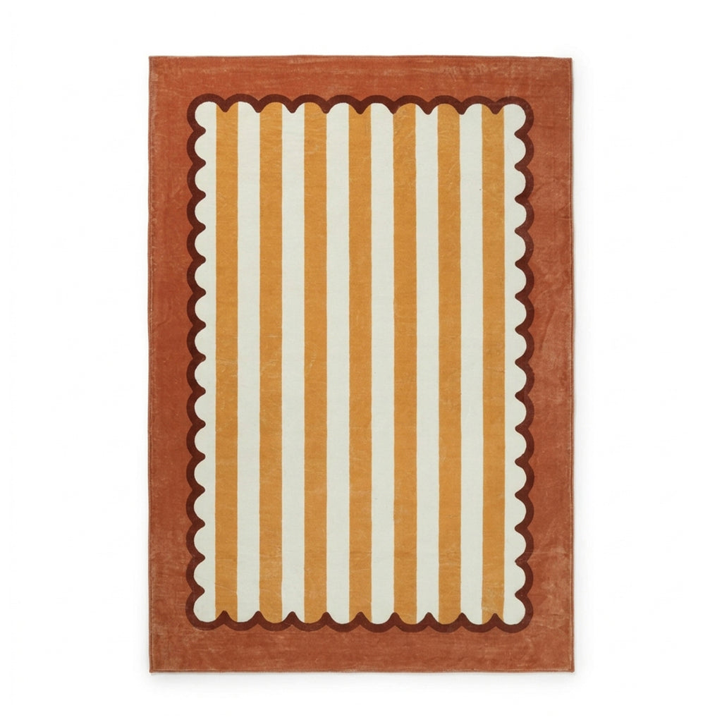 Waschbarer Kinderteppich - Billy Stripes Terrakotta