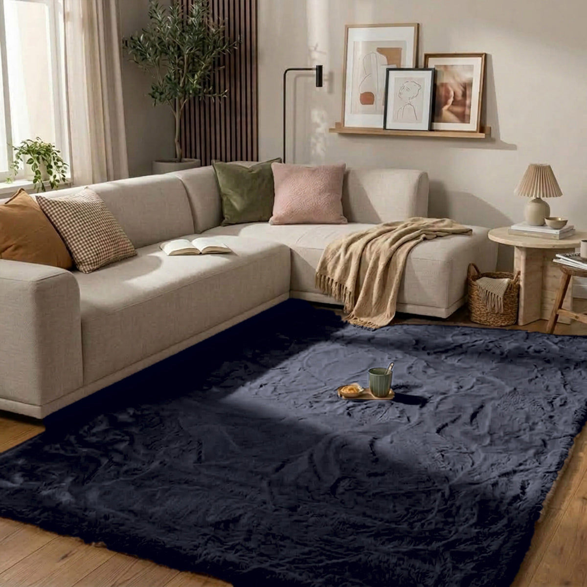 Hochflor Teppich - Comfy Supreme Dunkelblau
